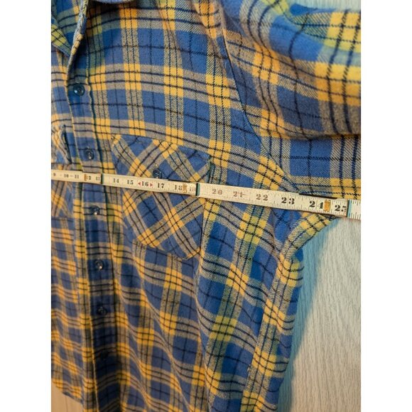 LL Bean Freeport Maine Flannel Shirt Plaid Yellow Button Up Men’s Size 17 Long - Picture 6 of 8